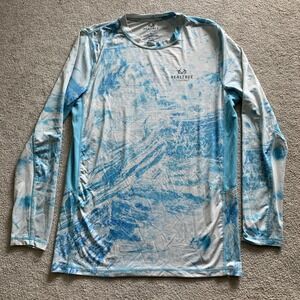 Realtree Aspect Mens M Blue Riverdog Long Sleeve Performance Fishing‎ Shirt